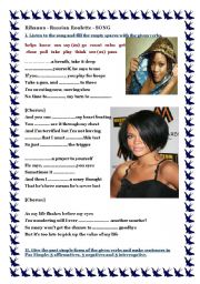 SONG, RIHANNA, RUSSIAN ROULETTE - ESL worksheet by isabel2010