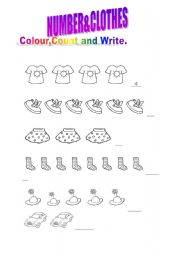 English worksheet: Clothes&Numbers