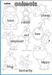 English Worksheet: animal pictionary