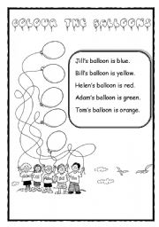 English Worksheet: Colour the balloons