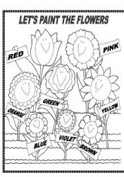 English Worksheet: COLOURFUL FLOWERS