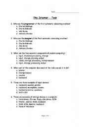 English Worksheet: BTT10 - Internet Test
