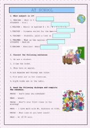 English Worksheet: AT SCHOOL