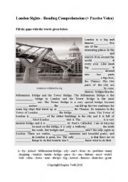 English Worksheet: London Sights Reading Comprehension Gap-Fill (+ Passive Voice)(by blunderbuster)