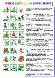 English Worksheet: PRESENT CONTINUOUS  OR  SIMPLE PRESENT