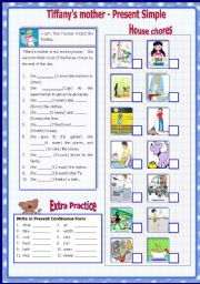 English Worksheet: Present Simple - Tiffanys Mother