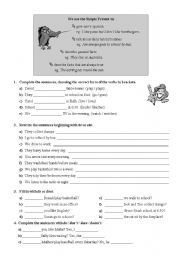English Worksheet: Present Simple (with a group of useful exercises)