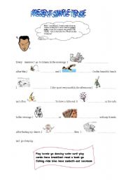 English Worksheet: Present Simple Tense (with a verb completion activity)