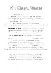 English Worksheet: Song Human by The Killers