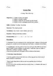 English Worksheet: lesson plan : a song: This is the way