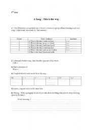 English Worksheet: A song: This is the way