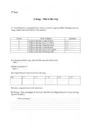 English worksheet: A song: This is the way