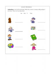 English worksheet: Subject Pronouns