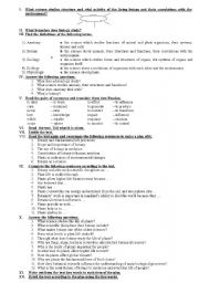 English Worksheet: Botany