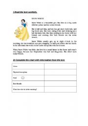 English worksheet: snow white
