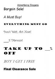 English Worksheet: Advertising Slogans