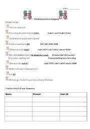 English Worksheet: christmas present shopping dialogue