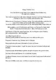 English Worksheet: Strange Christmas facts reading comp fill in