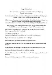 English worksheet: Strange Christmas facts reading comp fill in