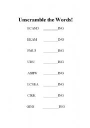 English Worksheet: Unscramble the verbs