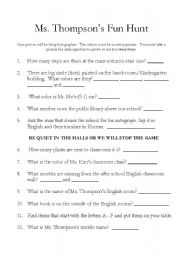 English Worksheet: Scavenger Hunt 