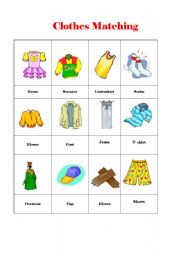 CLOTHES FLASHCARDS - Matching - ESL worksheet by nguyenngocanh