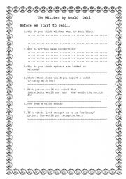 English Worksheet: The Witches - R. Dahl  Pre-reading task