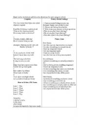 English worksheet: Poetry Worksheet