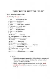 English Worksheet: to be + not