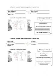 English Worksheet: Days of the Week and the Months of the Year!!