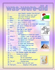 English Worksheet: was were did