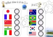 English Worksheet: What time is it in ---- ?