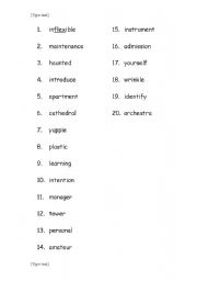 English worksheet: Find the hidden word