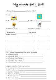 English worksheet: DAYS, MONTHS and SEASONS