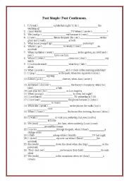 English Worksheet: Past Simple/Past Progressive