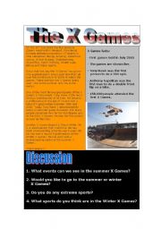 English Worksheet: The X Games