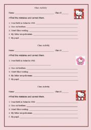 English worksheet: class activity