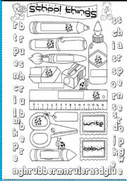 English Worksheet: SCHOOL THINGS