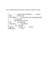 English worksheet: TO BE