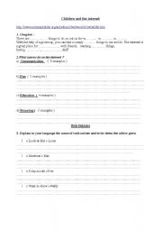 English worksheet: children and the internet