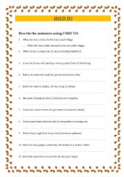 English Worksheet: USED TO