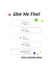 English Worksheet: Give me five!