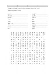 English Worksheet: word search -cooking methods and meat