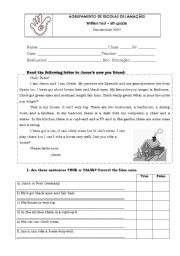 English Worksheet: English test 6th grade