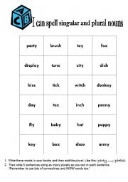 English worksheet: Singular plural
