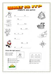 English worksheet: What is it? Christmas vocabulary