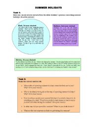 English Worksheet: Summer Holidays