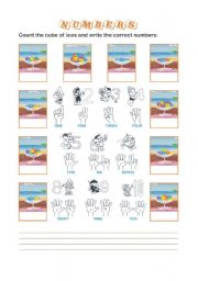 English Worksheet: Count the ice cubes