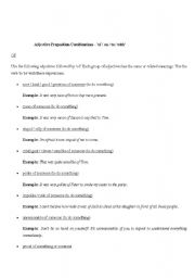 English worksheet: ADJECTIVE PLUS PREPOSITION