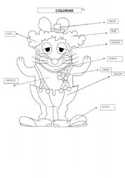 English Worksheet: coloring clown